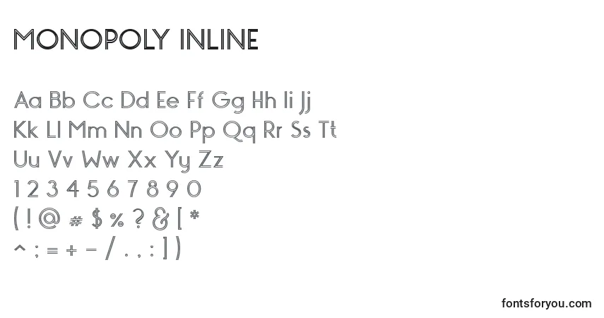 A fonte MONOPOLY INLINE – alfabeto, números, caracteres especiais