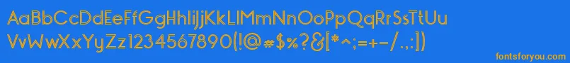 フォントMONOPOLY INLINE – オレンジ色の文字が青い背景にあります。
