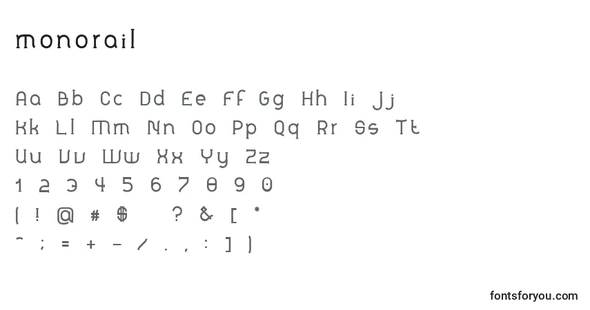 Fuente Monorail - alfabeto, números, caracteres especiales