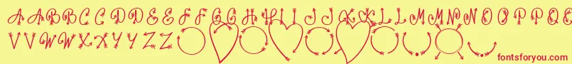 Monorow One Font D by 7NTypes-fontti – punaiset fontit keltaisella taustalla