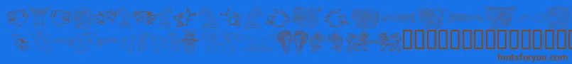 MONSS   -Schriftart – Braune Schriften auf blauem Hintergrund