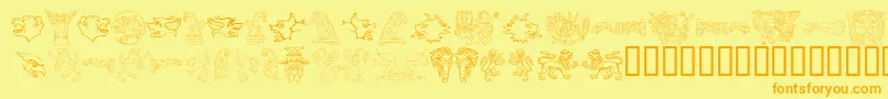 MONSS   -fontti – oranssit fontit keltaisella taustalla
