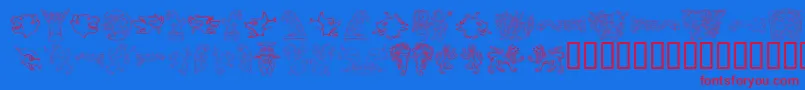 fuente MONSS    – Fuentes Rojas Sobre Fondo Azul