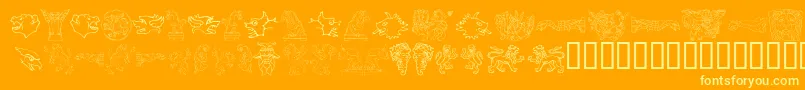 MONSS   -fontti – keltaiset fontit oranssilla taustalla