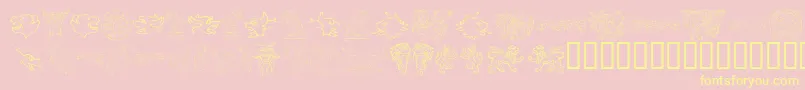 Czcionka MONSS    – żółte czcionki na różowym tle