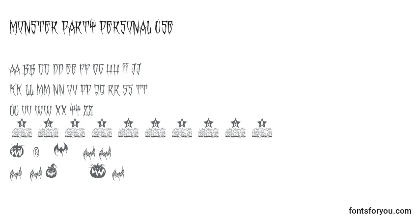 Schriftart Monster Party Personal Use – Alphabet, Zahlen, spezielle Symbole