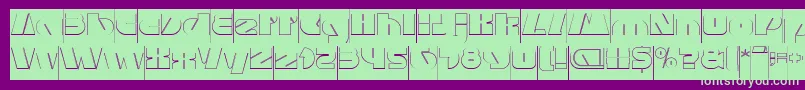 MONSTER ROCK Hollow Inverse-Schriftart – Grüne Schriften auf violettem Hintergrund