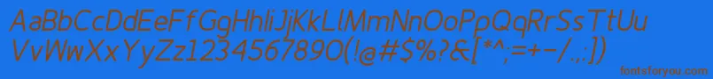 Finenessproregularitalic Font – Brown Fonts on Blue Background