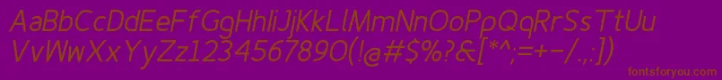 Finenessproregularitalic Font – Brown Fonts on Purple Background