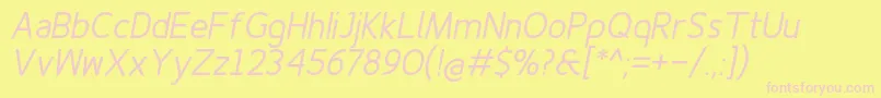 Finenessproregularitalic Font – Pink Fonts on Yellow Background