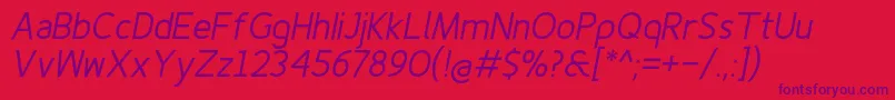 Finenessproregularitalic Font – Purple Fonts on Red Background