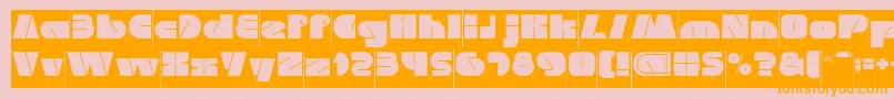 MONSTER ROCK Inverse-fontti – oranssit fontit vaaleanpunaisella taustalla