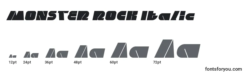 Tamanhos de fonte MONSTER ROCK Italic