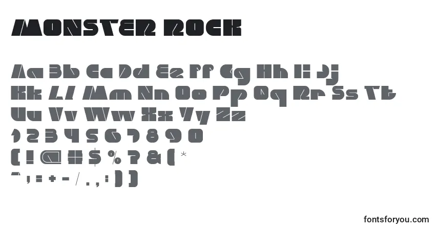 A fonte MONSTER ROCK – alfabeto, números, caracteres especiais