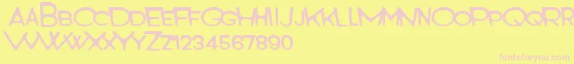 Monster World-fontti – vaaleanpunaiset fontit keltaisella taustalla