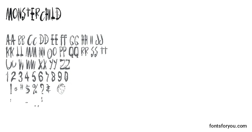 Schriftart Monsterchild (134805) – Alphabet, Zahlen, spezielle Symbole