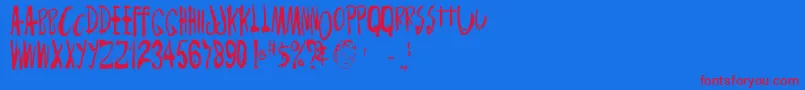 Monsterchild Font – Red Fonts on Blue Background