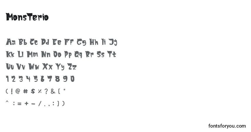 A fonte MonsTerio – alfabeto, números, caracteres especiais