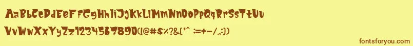 フォントMonsTerio – 茶色の文字が黄色の背景にあります。