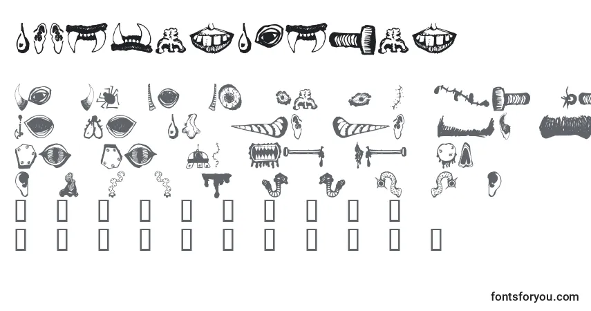 Шрифт MonsterMasher (134808) – алфавит, цифры, специальные символы