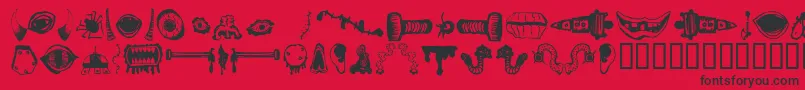 Fonte MonsterMasher – fontes pretas em um fundo vermelho