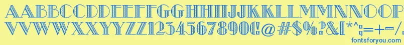 MetroRetroA Font – Blue Fonts on Yellow Background