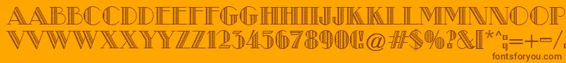 MetroRetroA-Schriftart – Braune Schriften auf orangefarbenem Hintergrund