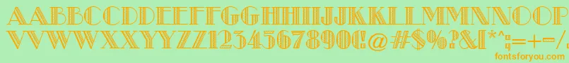 MetroRetroA Font – Orange Fonts on Green Background