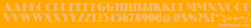 MetroRetroA-Schriftart – Rosa Schriften auf orangefarbenem Hintergrund