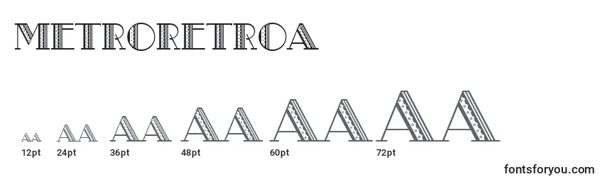 Размеры шрифта MetroRetroA