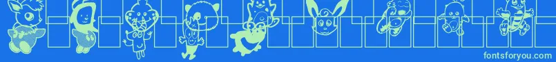 Monstres de Poche Font – Green Fonts on Blue Background