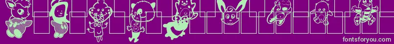 フォントMonstres de Poche – 紫の背景に緑のフォント