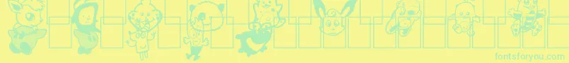 Monstres de Poche Font – Green Fonts on Yellow Background