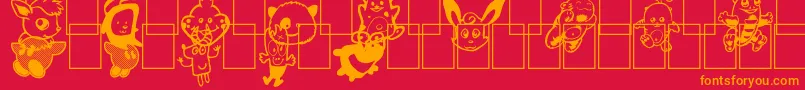 Monstres de Poche Font – Orange Fonts on Red Background