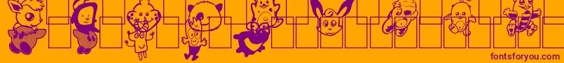 Monstres de Poche Font – Purple Fonts on Orange Background