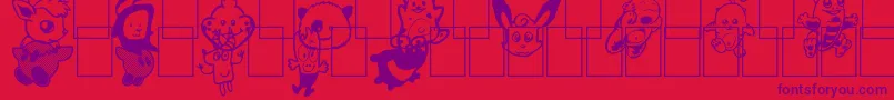 Monstres de Poche Font – Purple Fonts on Red Background