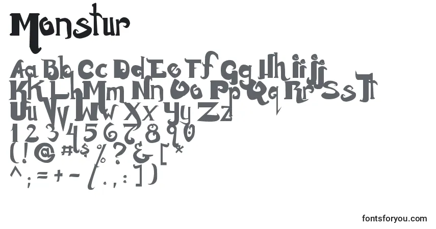 Czcionka Monstur (134812) – alfabet, cyfry, specjalne znaki