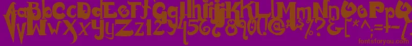 Monstur-Schriftart – Braune Schriften auf violettem Hintergrund