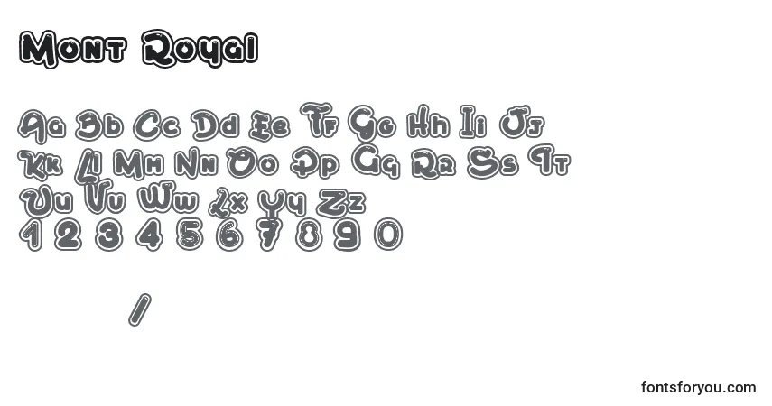 Шрифт Mont Royal – алфавит, цифры, специальные символы