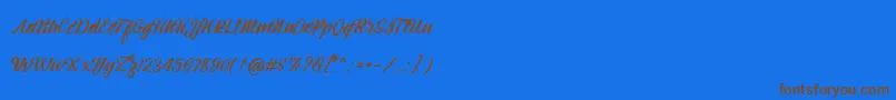 Montagne Script Free Demo Font – Brown Fonts on Blue Background