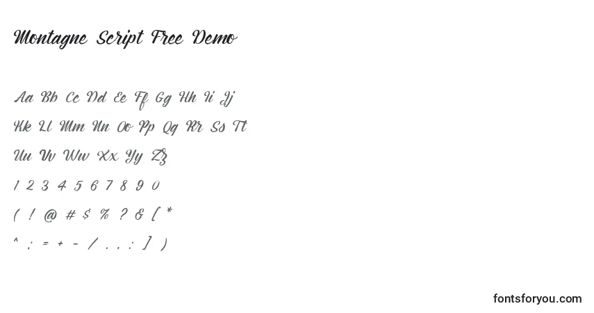 Montagne Script Free Demo (134815)フォント–アルファベット、数字、特殊文字