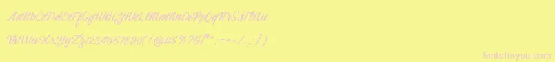 Montagne Script Free Demo-Schriftart – Rosa Schriften auf gelbem Hintergrund