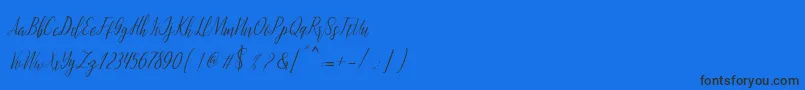 montalia script Font – Black Fonts on Blue Background
