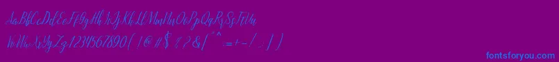 montalia script-Schriftart – Blaue Schriften auf violettem Hintergrund