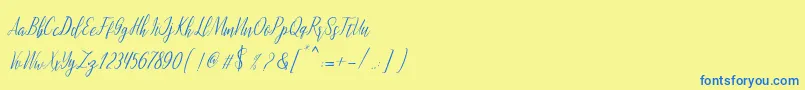 montalia script Font – Blue Fonts on Yellow Background