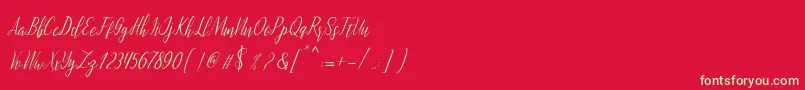 montalia script-Schriftart – Grüne Schriften auf rotem Hintergrund