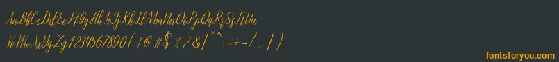 montalia script-fontti – oranssit fontit mustalla taustalla