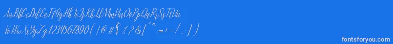 フォントmontalia script – ピンクの文字、青い背景