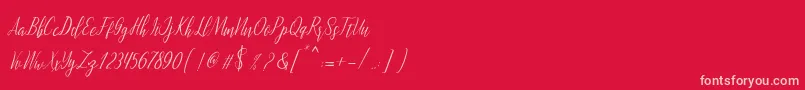 montalia script-fontti – vaaleanpunaiset fontit punaisella taustalla