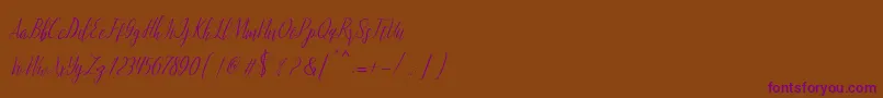 montalia script Font – Purple Fonts on Brown Background